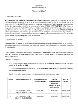 Regulamento Promo&ccedil;&atilde;o Comercial &ldquo;Campanha HS Card&rdquo; 1 DADOS