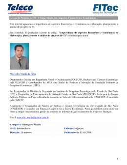 Gest&atilde;o de Projetos de TI - I: Import&acirc;ncia dos Aspectos