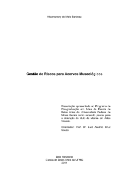 Gest&atilde;o de Riscos para Acervos Museol&oacute;gicos