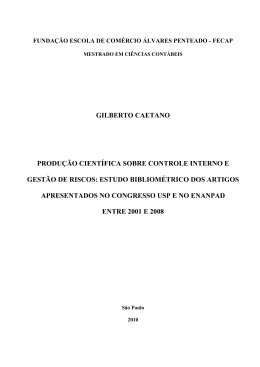Produ&ccedil;&atilde;o cient&iacute;fica sobre controle interno e gest&atilde;o de riscos: estudo