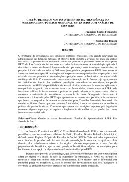 GEST&Atilde;O DE RISCOS NOS INVESTIMENTOS DA PREVID&Ecirc;NCIA