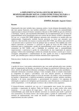 A Implementa&ccedil;&atilde;o da Gest&atilde;o de Riscos &agrave; Responsabilidade