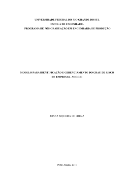 Modelo para Identifica&ccedil;&atilde;o e Gerenciamento do Grau de Risco de