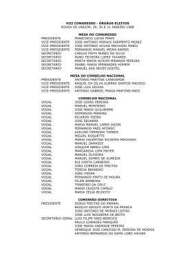 VIII CONGRESSO - &Oacute;RG&Atilde;OS ELEITOS