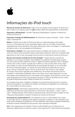 Informações do iPod touch 16 GB