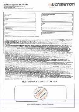 "Certificado de garantia Multibeton" em formato