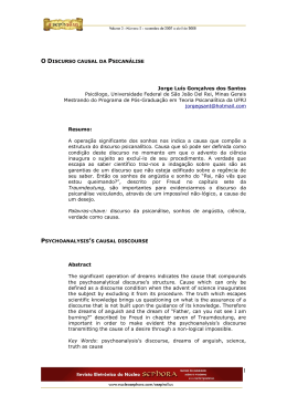 O DISCURSO CAUSAL DA PSICAN&Aacute;LISE Jorge Lu&iacute;s
