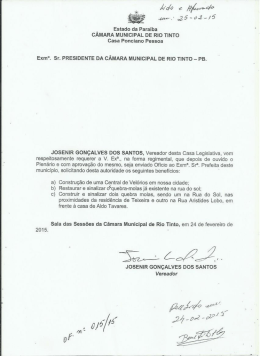JOSENIR GONÇALVES DOS SANTOS, 1`v`ereador desta Casa