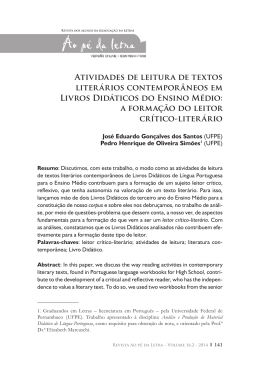 a forma&ccedil;&atilde;o do - Revista Ao P&eacute; da Letra