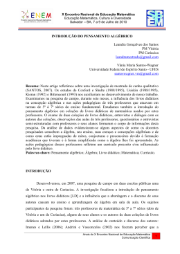 INTRODU&Ccedil;&Atilde;O DO PENSAMENTO ALG&Eacute;BRICO Leandra