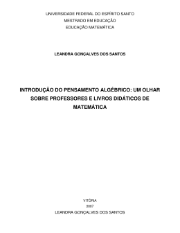 introdu&ccedil;&atilde;o do pensamento alg&eacute;brico - Pr&oacute;