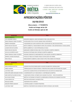 p&ocirc;sters 16/09 - XI Congresso Brasileiro de Bio&eacute;tica