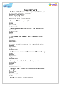 QUEST&Otilde;ES DE SINTAXE - SEC / Anguera-Ba