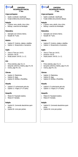 CONTE&Uacute;DO RECUPERA&Ccedil;&Atilde;O PARCIAL 7&ordm; Ano L&iacute;ngua portuguesa