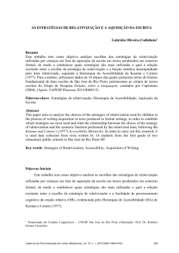As estrat&eacute;gias de relativiza&ccedil;&atilde;o e a aquisi&ccedil;&atilde;o da escrita