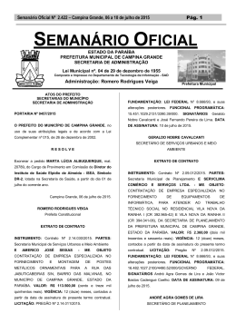 Seman&aacute;rio Oficial N&ordm; 2.422 - Prefeitura Municipal de Campina Grande