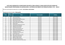 LISTA DE CONVOCADOS Turmas in&iacute;cio 06.11.2014