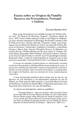 Fontes sobre as Origens da Fam&iacute;lia Bezerra em