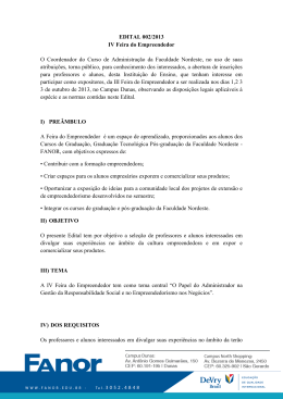 EDITAL 002/2013 IV Feira do Empreendedor O Coordenador do