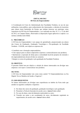 EDITAL 001/2012 III Feira do Empreendedor A Coordena&ccedil;&atilde;o do