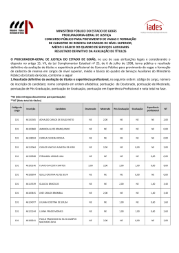 08/01/2014 - Resultado definitivo da Avalia&ccedil;&atilde;o de T&iacute;tulos e
