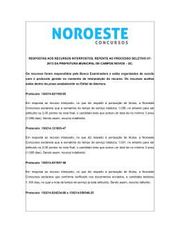 RESPOSTAS AOS RECURSOS INTERPOSTOS, REFENTE AO