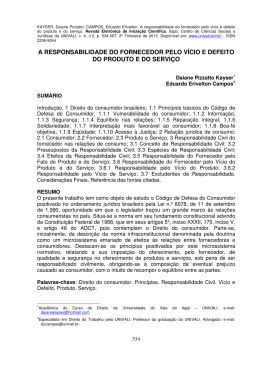 A RESPONSABILIDADE DO FORNECEDOR PELO V&Iacute;CIO