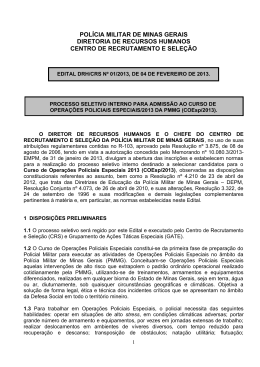 GOVERNO DO DISTRITO FEDERAL - Pol&iacute;cia Militar de Minas Gerais