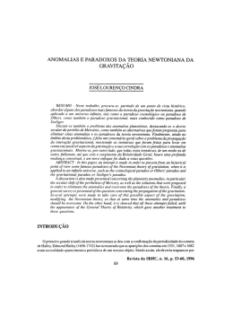 anomalias e paradoxos da teoria newtoniana da gravita&ccedil;&atilde;o
