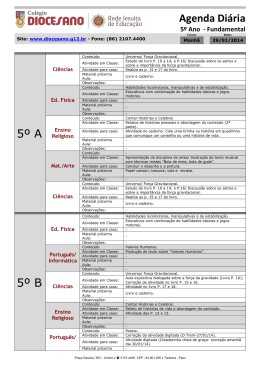 Agenda Di&aacute;ria 5&ordm; A 5&ordm; B - Col&eacute;gio Diocesano