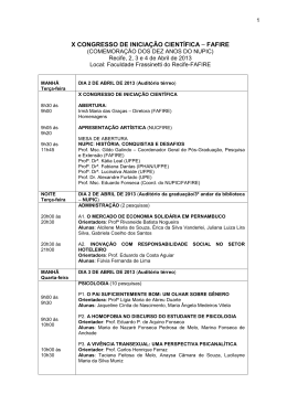 X CONGRESSO DE INICIA&Ccedil;&Atilde;O CIENT&Iacute;FICA &ndash; FAFIRE