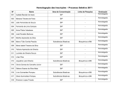 Inscri&ccedil;&otilde;es Homologadas Processo Seletivo