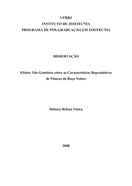 Efeitos N&atilde;o Gen&eacute;ticos sobre as Caracter&iacute;sticas Reprodutivas