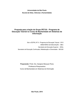 Proposta para cria&ccedil;&atilde;o do Grupo PET-SI