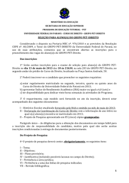 1 SELE&Ccedil;&Atilde;O PARA ALUNO(A) DO GRUPO PET