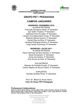 GRUPO PET / PEDAGOGIA CAMPUS JAGUAR&Atilde;O