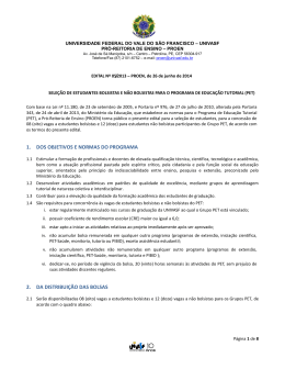 Edital 05.2014 - Programa de Educa&ccedil;&atilde;o Tutorial(PET)