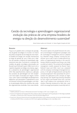 Gest&atilde;o da tecnologia e aprendizagem organizacional: evolu&ccedil;&atilde;o das