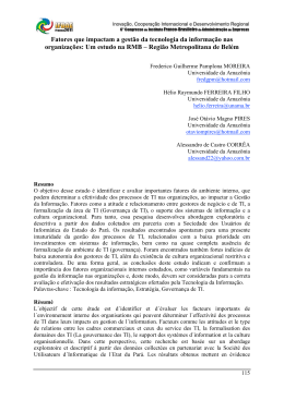 Fatores que impactam a gest&atilde;o da tecnologia da informa&ccedil;&atilde;o nas