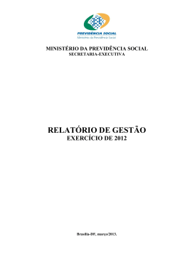 RELATÓRIO DE GESTÃO - Ministério da Previdência Social