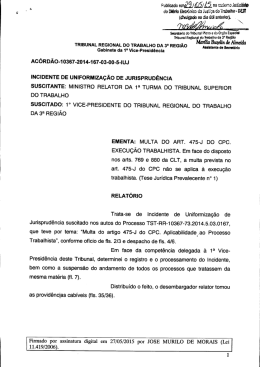 Ac&oacute;rd&atilde;o - TRT da 3&ordf; Regi&atilde;o