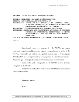 PROCESSO TRT 15&ordf; REGI&Atilde;O &ndash; N&ordm; - Secovi-SP