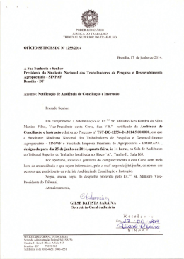 Notificação dissidio - Sindicato Nacional dos Trabalhadores de