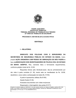senten&ccedil;a i - For&ccedil;a Sindical Bahia