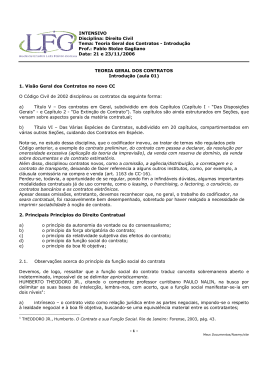 INTENSIVO Disciplina: Direito Civil Tema: Teoria Geral dos Contratos