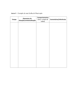 Anexo I &ndash; Exemplo de uma Grelha de Observa&ccedil;&atilde;o Tempo