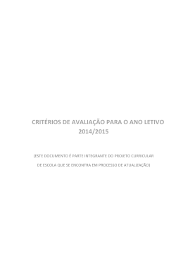 CRIT&Eacute;RIOS DE AVALIA&Ccedil;&Atilde;O PARA O ANO LETIVO 2014/2015