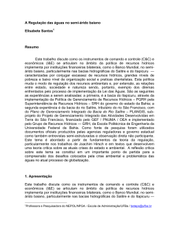 (UFBA): A regula&ccedil;&atilde;o das &aacute;guas no semi