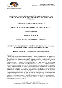 "Conhecimentos para Agricultura do Futuro" EFICI&Ecirc;NCIA