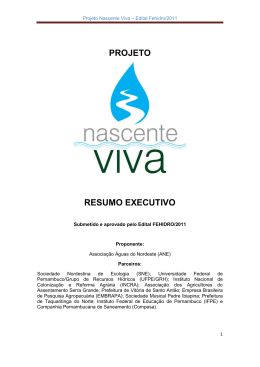 Projeto Nascente Viva – Edital Fehidro/2011